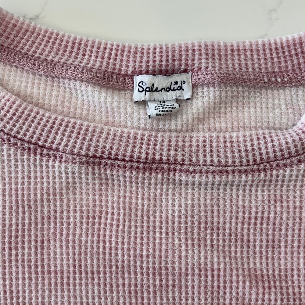 Splendid Blush Pink Waffle Knit Crewneck Top